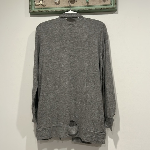 Chaser Current Distressed Gray Open-Front Soft Cotton Cardigan medium new - Picture 7 of 7